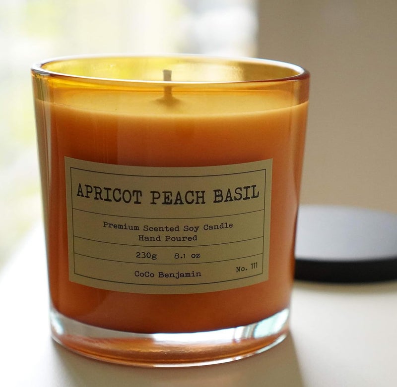CoCo Benjamin 100% Soy, Highly Scented, Hand Poured Soy Candle (Apricot Peach Basil) - Image 3